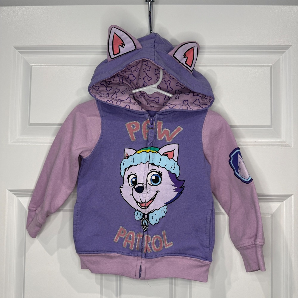 Nickelodeon Paw Patrol Everest Purple Zip Up Hoodie 3D Ears Girls SIze 2T